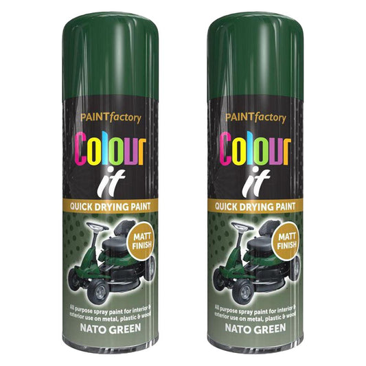 2X Paint Factory Nato Green Matt Spray Paint 400ml