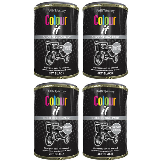 4X Paint Factory Jet Black Gloss Tin Paint 300ml