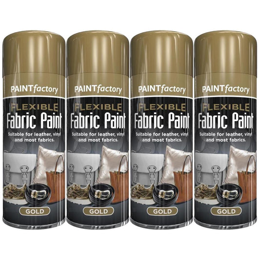 4X Paint Factory Gold Flexible Fabric & Vinyl Spray Paint 200ml