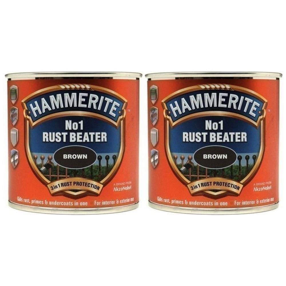 2X Hammerite No.1 Rustbeater Dark Brown 250ml