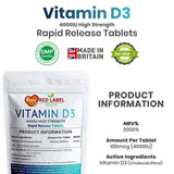 Vitamin D3 4000IU - 180 Tablets