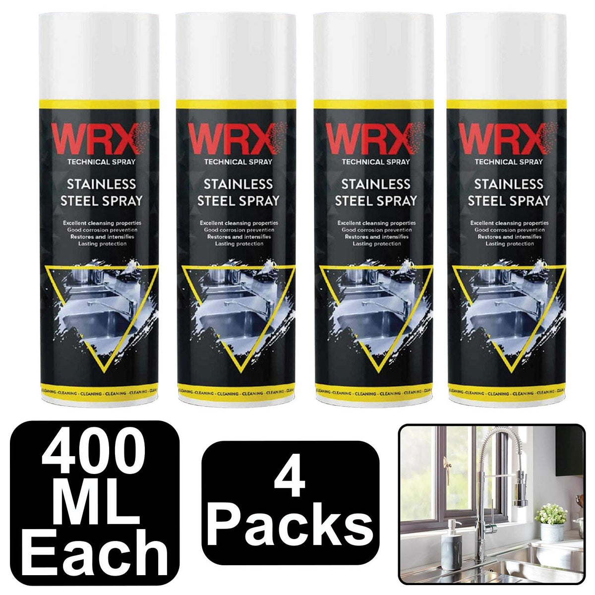 4X WRX Stainless Steel Spray Paint 400ml