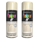 2X Paint Factory Cottage Cream Gloss Spray Paint 400ml