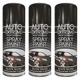 3X Auto Extreme Black Gloss Spray Paint 400ml