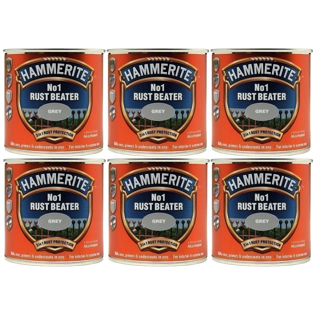 6X Hammerite No.1 Rustbeater Grey 250ml