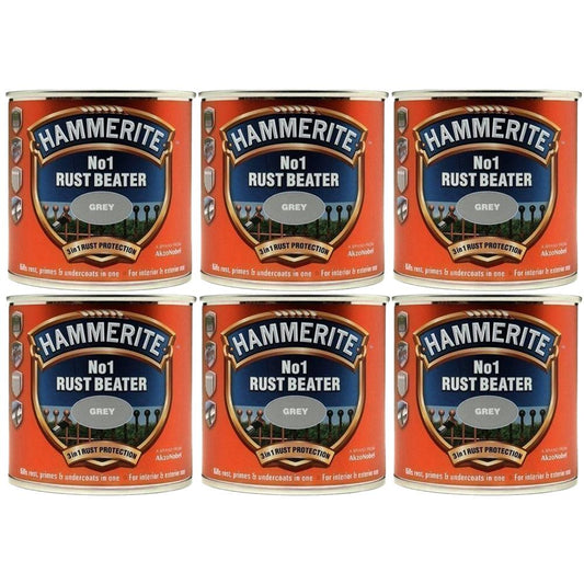 6X Hammerite No.1 Rustbeater Grey 250ml