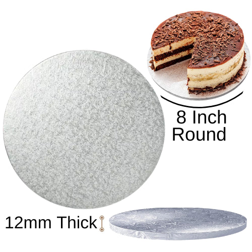 1 Board - 8" Round Cake Drums - Silver