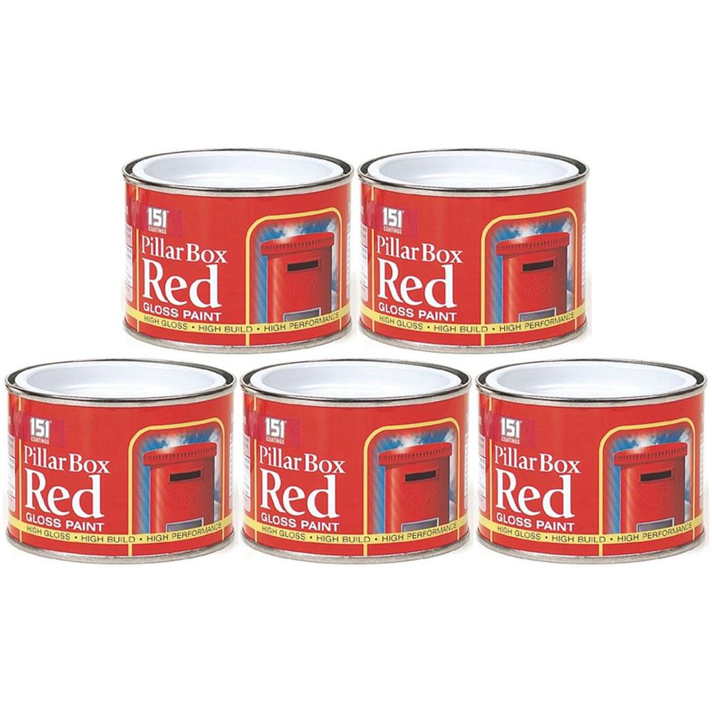 5X Pillar Box Red Paint Tin 180ml