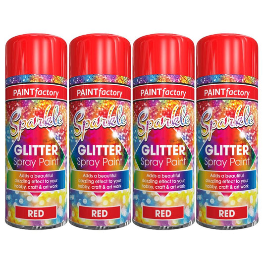 4X Paint Factory Red Glitter Spray Paint 200ml