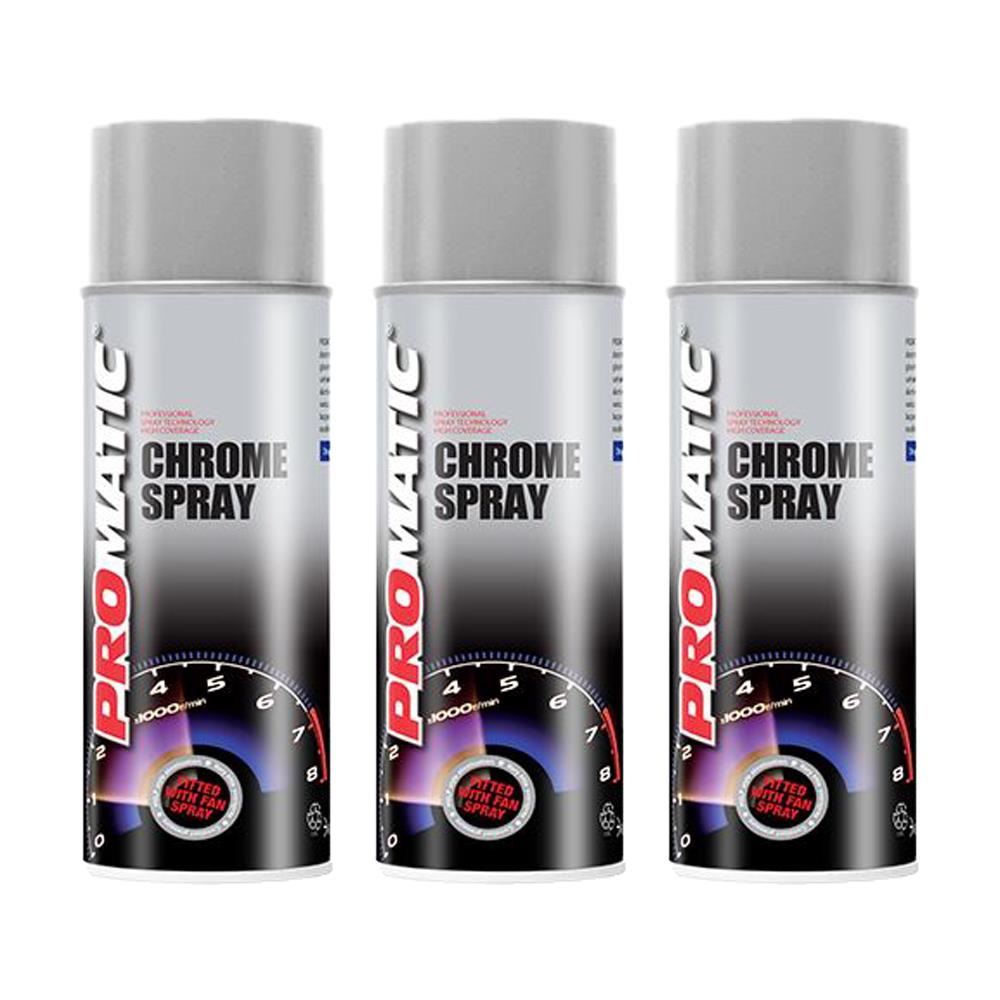 3X Promatic Chrome Spray Paint 400ml