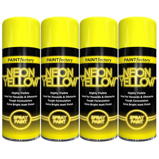 4X Paint Factory Fluorescent Neon Yellow Spray Paint 200ml