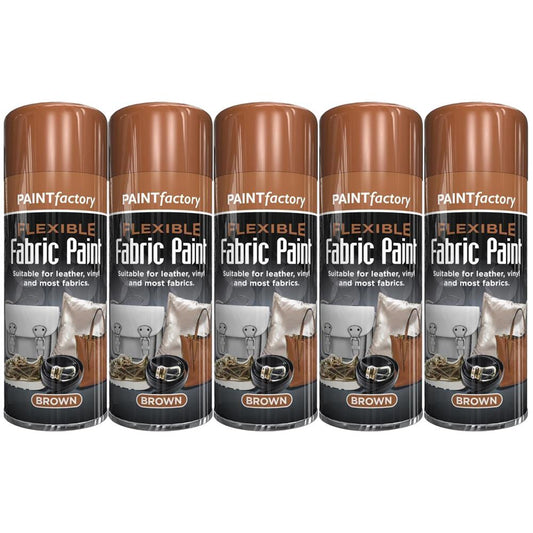 5X Brown Flexible Fabric & Vinyl Spray Paint Brown 200ml