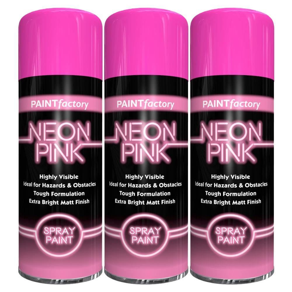 3X Paint Factory Neon Pink Spray Paint 400ml