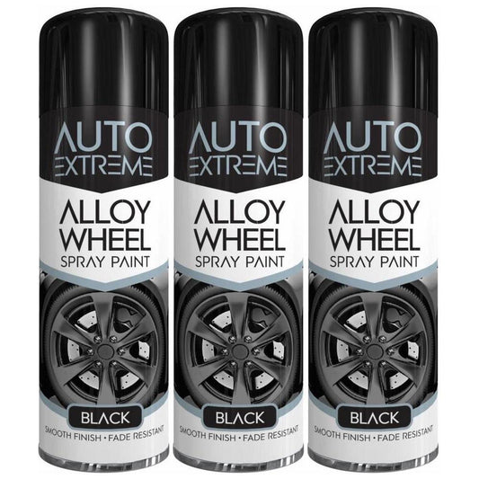 3X Auto Extreme Black Alloy Wheel Spray Paint 300ml