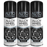 3X Auto Extreme Black Alloy Wheel Spray Paint 300ml