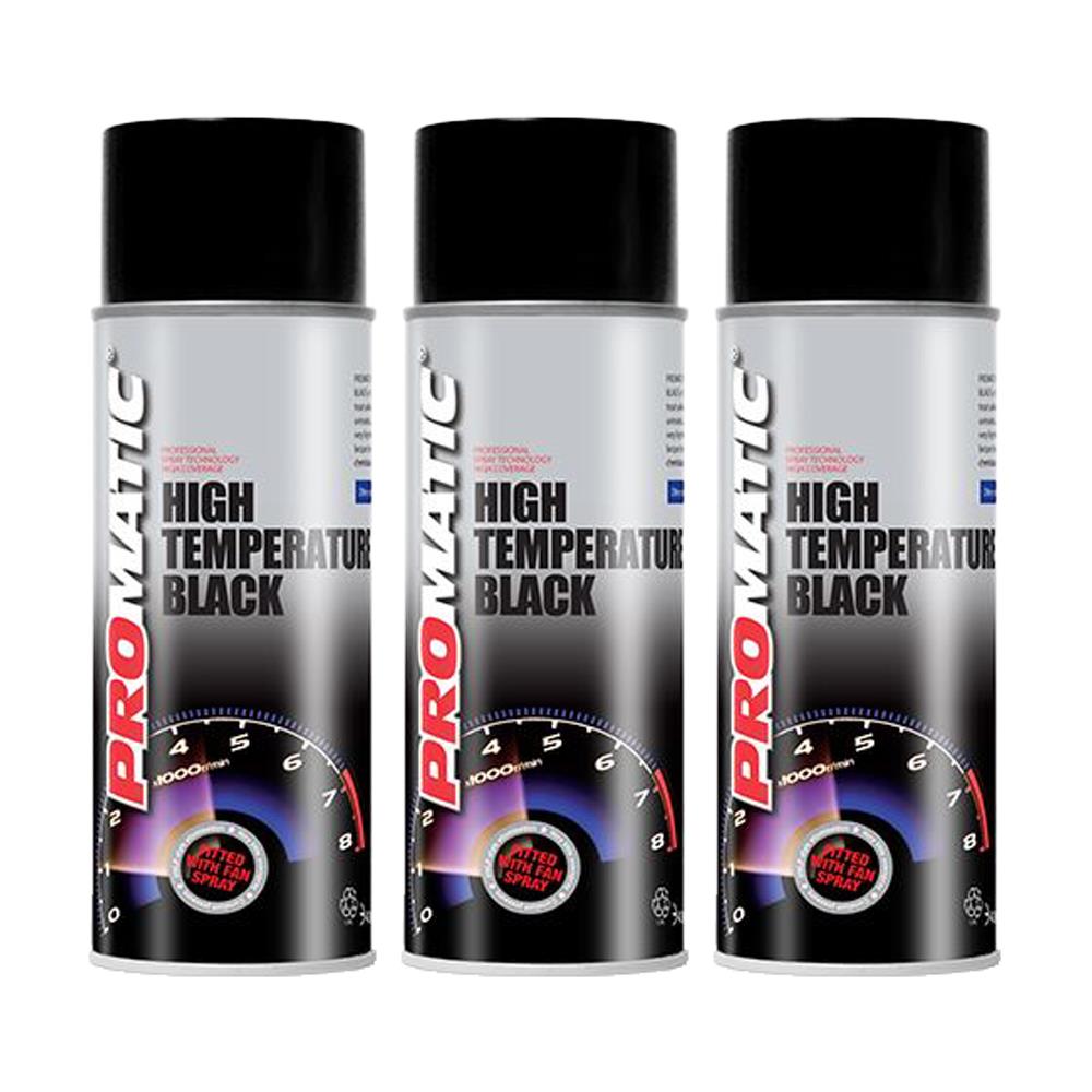 3X Promatic Black High Temperature Spray Paint 400ml