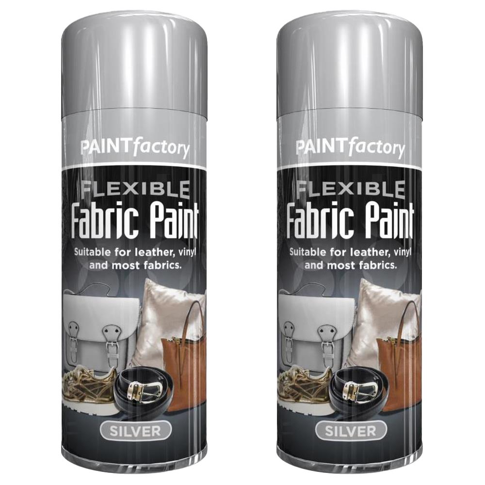 2X Silver Fabric & Vinyl Spray Paint 200ml