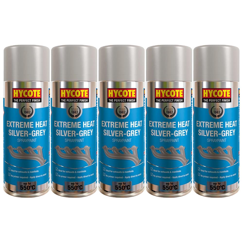 5X Hycote Extreme Heat Silver Grey Spray Paint 400ml