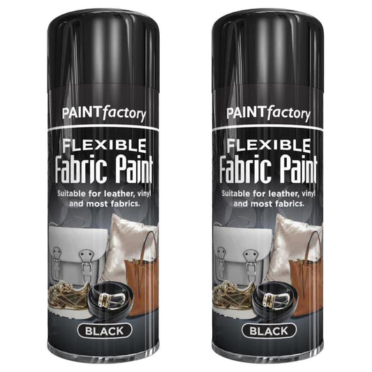 2X Black Flexible Fabric & Vinyl Spray Paint 200ml