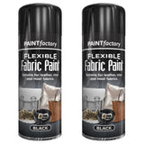 2X Black Flexible Fabric & Vinyl Spray Paint 200ml