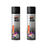 2X Promatic Matt Black Spray Paint 500ml