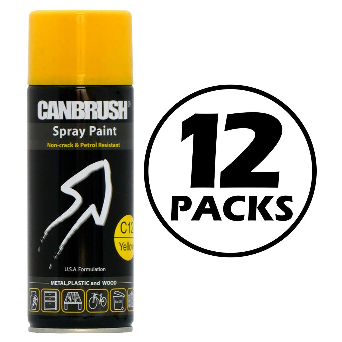 12X Canbrush C12 Yellow Spray Paint 400ml