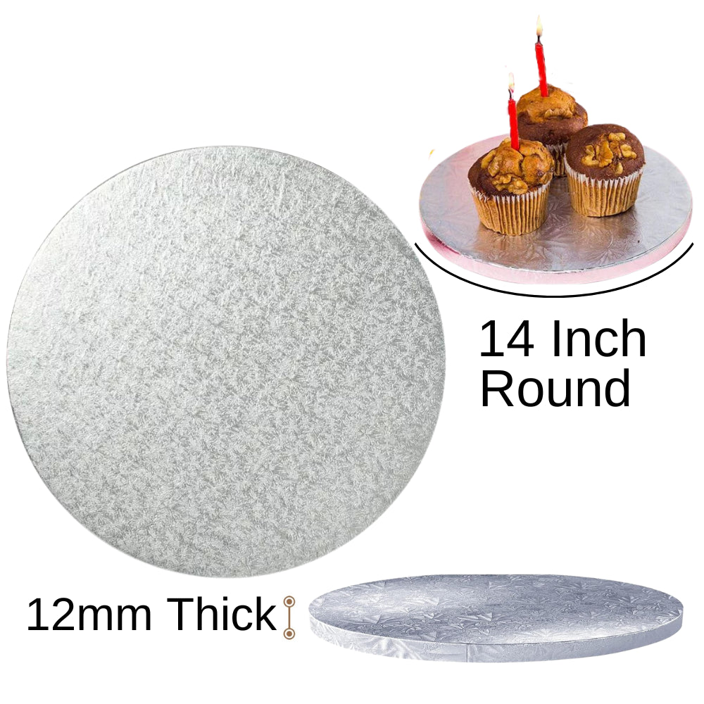 1 Board - 14" Round Cake Drums - Silver