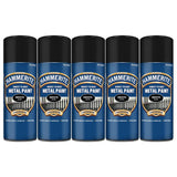 5X Hammerite Smooth Black Spray Paint 400ml