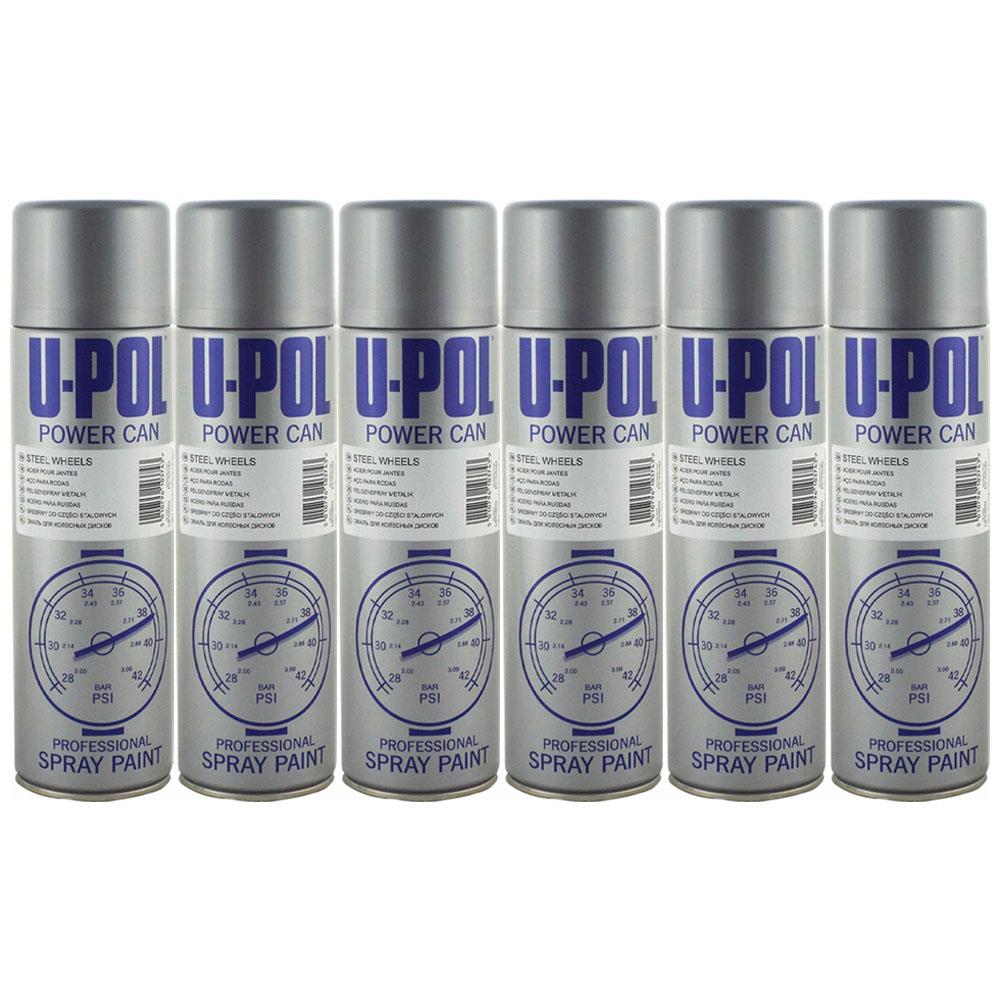 6X Upol Power Can Steel Wheels Spray Paint 500ml