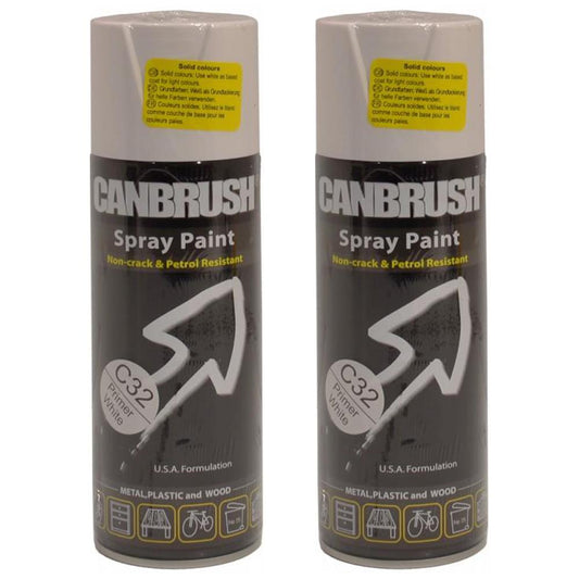 2X Canbrush C32 White Primer Spray 400ml