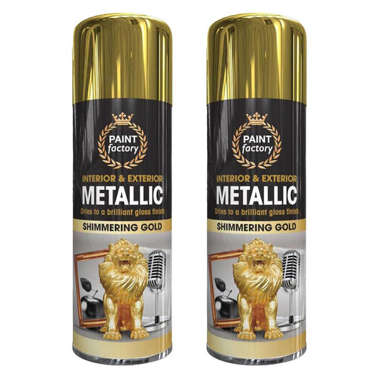 2X Paint Factory Gold Metallic Spray Paint 400ml