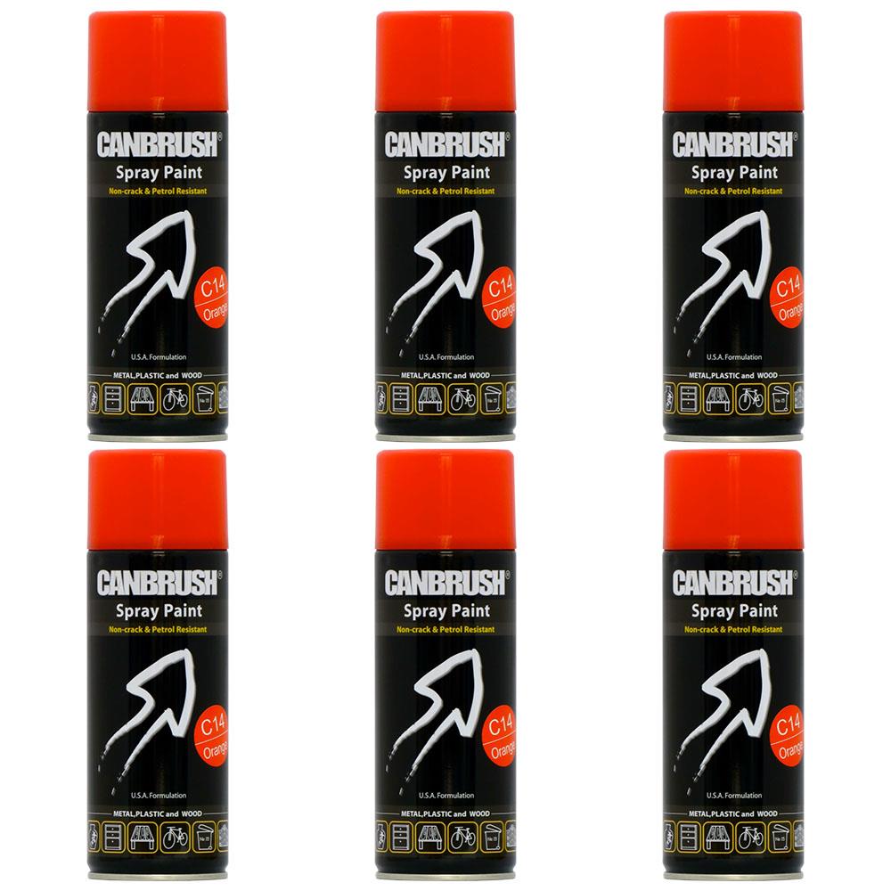 6X Canbrush C14 Orange Spray Paint 400ml