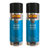 2X Hycote Gloss Black Spray Paint 400ml