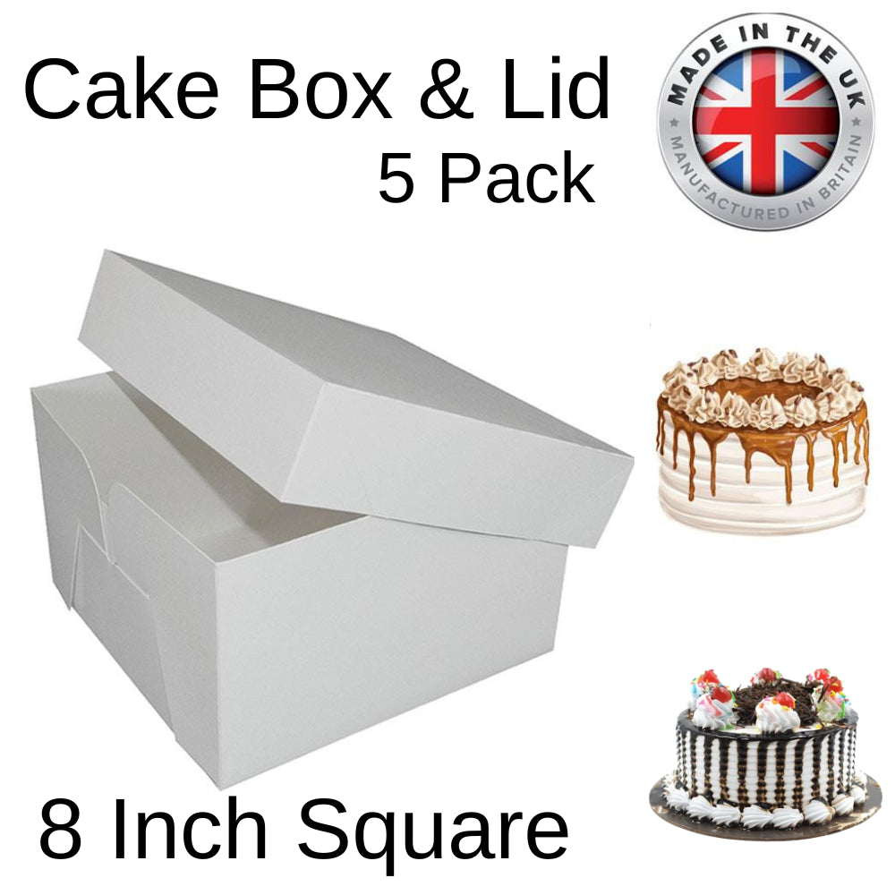 5X Cake Box 8"(8" Lid & 8" Base)