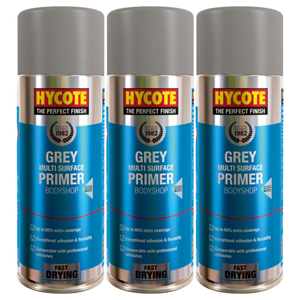 3X Hycote Bodyshop High Build Grey Spray Paint 400ml