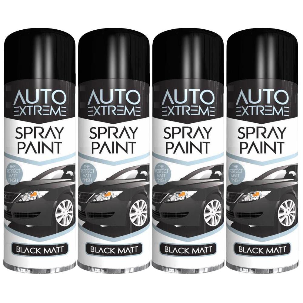 4X Auto Extreme Black Matt Spray Paint 250ml