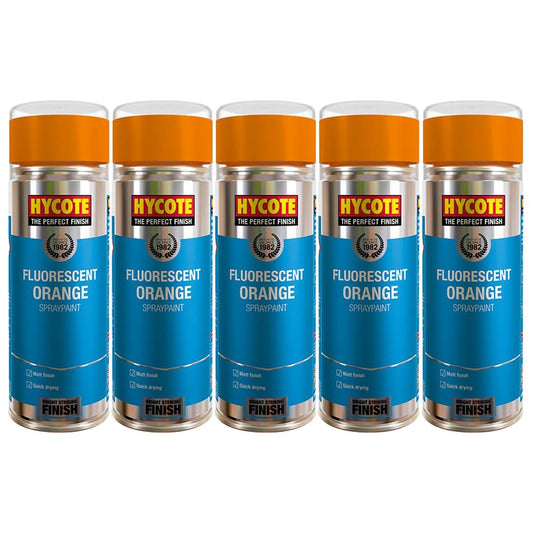 5X Hycote Fluorescent Orange Spray Paint 400ml