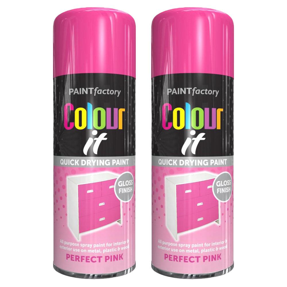 2X Paint Factory Pink Gloss Spray Paint 250ml