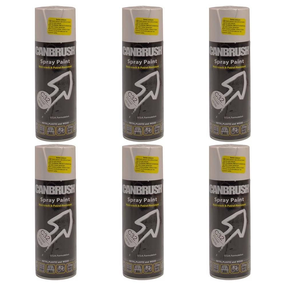 6X Canbrush C32 White Primer Spray 400ml