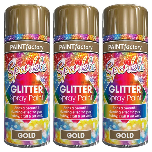 3X Paint Factory Gold Glitter Spray Paint 200ml