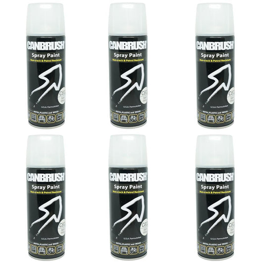 6X Canbrush C802 Satin White Spray Paint 400ml