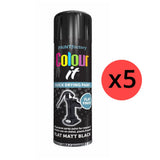 5X Paint Factory Flat Matt Black Spray Paint 250ml