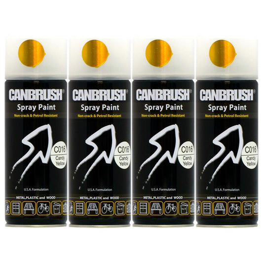 4X Canbrush C016 Candy Yellow Spray Paint 400ml