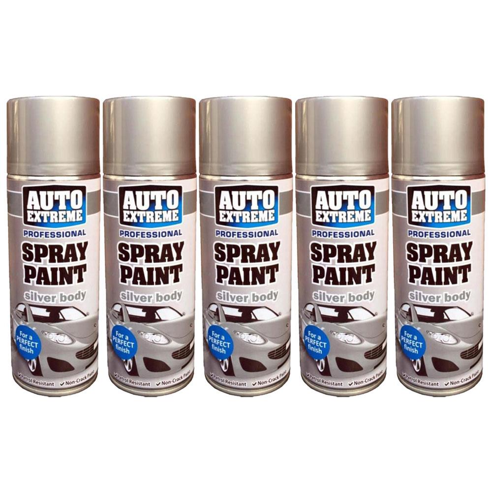 5X Auto Extreme Silver Spray Paint 400ml