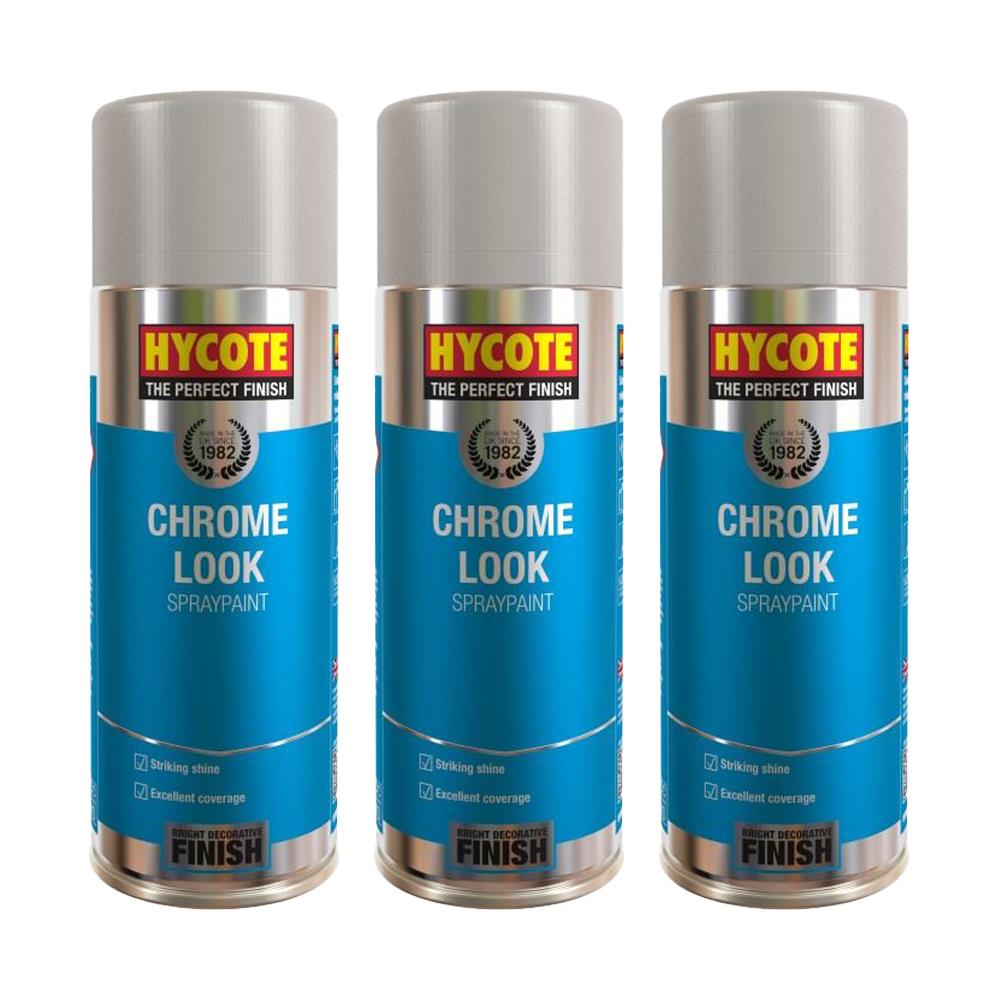 3X Hycote Chrome Look Spray Paint 400ml