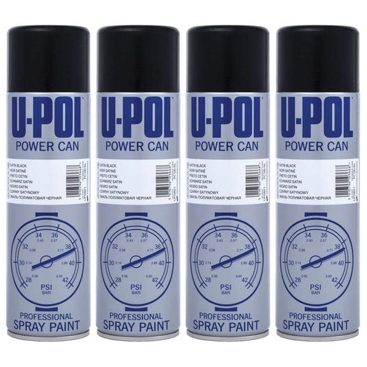 4X Upol Power Can Satin Black Spray Paint 500ml