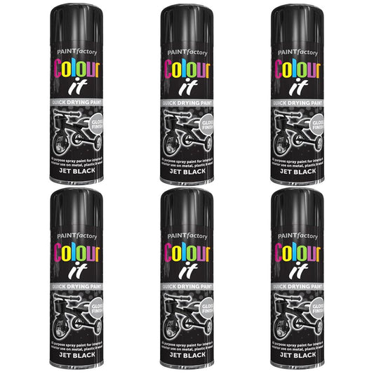 6X Paint Factory Black Gloss 250ml