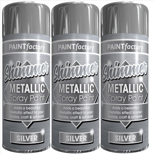 3X Paint Factory Metallic Silver Spray Paint 200ml