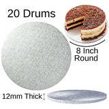 20 Board - 8" Round Cake Drums - Silver