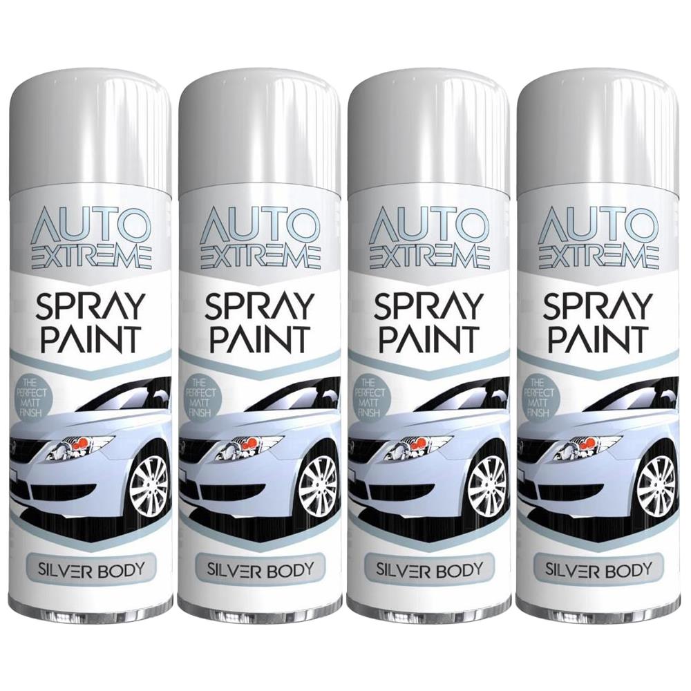 4X Auto Spray Paint Silver Spray Paint 250ml